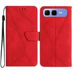 For Infinix Smart 10 Plus 4G Stitching Embossed Leather Phone Case(Red)