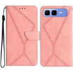 For Infinix Smart 10 Plus 4G Stitching Embossed Leather Phone Case(Pink)