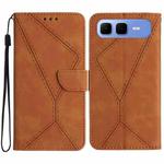For Infinix Smart 10 Plus 4G Stitching Embossed Leather Phone Case(Brown)
