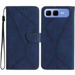 For Infinix Smart 10 Plus 4G Stitching Embossed Leather Phone Case(Blue)
