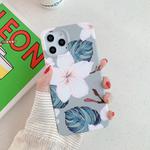 For iPhone 12 mini Flower Pattern Soft TPU Protective Case(Pink Flower Green Leaves)