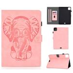 For iPad Air 2022 / 2020 10.9 Embossed Elephant Pattern Horizontal Flip PU Leather Case with Sleep Function & Magnetic Buckle & Holder & Card Slot(Rose Gold)