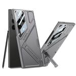 For Samsung Galaxy S25 Ultra 5G GKK Mech Style Ultra-thin Folding Holder Phone Case, Not Included Pen(Mountain Gray)
