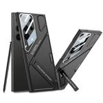 For Samsung Galaxy S25 Ultra 5G GKK Mech Style Ultra-thin Folding Holder Phone Case, Not Included Pen(Black)
