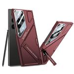 For Samsung Galaxy S23 Ultra 5G GKK Mech Style Ultra-thin Folding Holder Phone Case, Not Included Pen(Red)