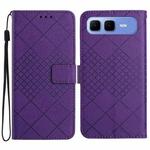 For Infinix Smart 10 Plus 4G Rhombic Grid Texture Leather Phone Case(Purple)