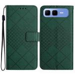 For Infinix Smart 10 Plus 4G Rhombic Grid Texture Leather Phone Case(Green)