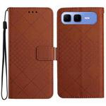 For Infinix Smart 10 Plus 4G Rhombic Grid Texture Leather Phone Case(Brown)