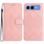 For Infinix Smart 10 Plus 4G Rhombic Grid Texture Leather Phone Case(Pink)