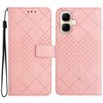 For Infinix Smart 10 4G / Tecno Pop 10 Rhombic Grid Texture Leather Phone Case(Pink)
