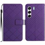 For Tecno Camon 40 4G Rhombic Grid Texture Leather Phone Case(Purple)