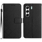 For Tecno Camon 40 4G Rhombic Grid Texture Leather Phone Case(Black)