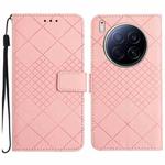 For Tecno Camon 40 Premier Rhombic Grid Texture Leather Phone Case(Pink)