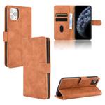 For iPhone 12 Pro Max Solid Color Skin Feel Magnetic Buckle Horizontal Flip Calf Texture PU Leather Case with Holder & Card Slots & Wallet(Brown)