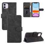 For iPhone 11 Solid Color Skin Feel Magnetic Buckle Horizontal Flip Calf Texture PU Leather Case with Holder & Card Slots & Wallet(Black)
