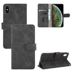 For iPhone XS Max Solid Color Skin Feel Magnetic Buckle Horizontal Flip Calf Texture PU Leather Case with Holder & Card Slots & Wallet(Black)