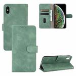 For iPhone XS Max Solid Color Skin Feel Magnetic Buckle Horizontal Flip Calf Texture PU Leather Case with Holder & Card Slots & Wallet(Green)