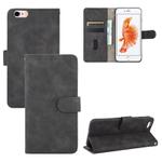 For iPhone 6 Plus & 6s Plus Solid Color Skin Feel Magnetic Buckle Horizontal Flip Calf Texture PU Leather Case with Holder & Card Slots & Wallet(Black)
