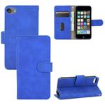 For iPod Touch 6 & 5 Solid Color Skin Feel Magnetic Buckle Horizontal Flip Calf Texture PU Leather Case with Holder & Card Slots & Wallet(Blue)