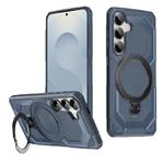 For Samsung Galaxy S25+ 5G Frosted MagSafe Holder Phone Case(Blue)