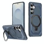 For Samsung Galaxy S24+ 5G Frosted MagSafe Holder Phone Case(Blue)