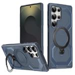 For Samsung Galaxy S24 Ultra 5G Frosted MagSafe Holder Phone Case(Blue)