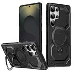 For Samsung Galaxy S25 Ultra 5G Frosted MagSafe Holder Phone Case(Black)