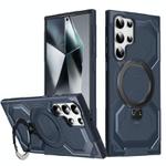 For Samsung Galaxy S23 Ultra 5G Frosted MagSafe Holder Phone Case(Blue)