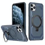 For iPhone 11 Pro Max Frosted MagSafe Holder Phone Case(Blue)