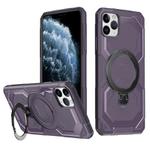 For iPhone 11 Pro Max Frosted MagSafe Holder Phone Case(Purple)