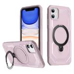 For iPhone 11 Frosted MagSafe Holder Phone Case(Pink)