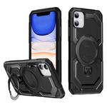 For iPhone 11 Frosted MagSafe Holder Phone Case(Black)