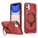 For iPhone 11 Frosted MagSafe Holder Phone Case(Red)