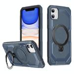 For iPhone 11 Frosted MagSafe Holder Phone Case(Blue)