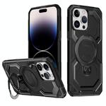 For iPhone 15 Pro Max Frosted MagSafe Holder Phone Case(Black)