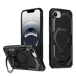 For iPhone 16e Frosted MagSafe Holder Phone Case(Black)