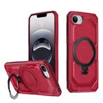 For iPhone 16e Frosted MagSafe Holder Phone Case(Red)