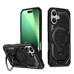 For iPhone 17 Frosted MagSafe Holder Phone Case(Black)