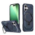 For iPhone 17 Frosted MagSafe Holder Phone Case(Blue)