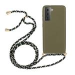 For Samsung Galaxy S25+ 5G Wheat Straw Material Hybrid TPU Phone Case with Lanyard(Army Green)