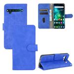 For TCL 10 Pro Solid Color Skin Feel Magnetic Buckle Horizontal Flip Calf Texture PU Leather Case with Holder & Card Slots & Wallet(Blue)
