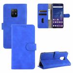 For Fujitsu Arrows 5G (F-51A) Solid Color Skin Feel Magnetic Buckle Horizontal Flip Calf Texture PU Leather Case with Holder & Card Slots & Wallet(Blue)