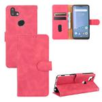 For Fujitsu Arrows RX (Arrows M05) Solid Color Skin Feel Magnetic Buckle Horizontal Flip Calf Texture PU Leather Case with Holder & Card Slots & Wallet(Rose Red)