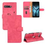For ASUS ROG Phone 3 ZS661KS Solid Color Skin Feel Magnetic Buckle Horizontal Flip Calf Texture PU Leather Case with Holder & Card Slots & Wallet(Rose Red)