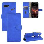 For ASUS ROG Phone II ZS660KL Solid Color Skin Feel Magnetic Buckle Horizontal Flip Calf Texture PU Leather Case with Holder & Card Slots & Wallet(Blue)