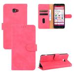 For Kyocera Kantan Sumaho 2 (A001KC) Solid Color Skin Feel Magnetic Buckle Horizontal Flip Calf Texture PU Leather Case with Holder & Card Slots & Wallet(Rose Red)