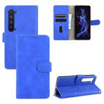 For Sharp Aquos R5G Solid Color Skin Feel Magnetic Buckle Horizontal Flip Calf Texture PU Leather Case with Holder & Card Slots & Wallet(Blue)