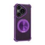 For Huawei Pura 70 Pro CD Texture 360 Degree Rotating Holder MagSafe Phone Case(Purple)