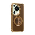 For Huawei Pura 70 Ultra CD Texture 360 Degree Rotating Holder MagSafe Phone Case(Gold)