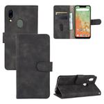 For UMIDIGI A3X Solid Color Skin Feel Magnetic Buckle Horizontal Flip Calf Texture PU Leather Case with Holder & Card Slots & Wallet(Black)